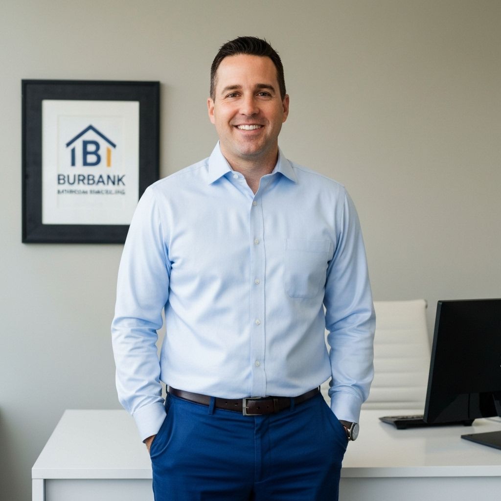 Scott Price, owner of Burbank Bathroom Remodeling, professional portrait with company logo